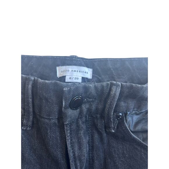 GOOD AMERICAN GOOD VINTAGE LEATHER STRAIGHT LEG JEANS WASHED BLACK SIZE 8/29 - Picture 5 of 9